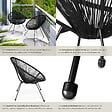 TECTAKE - Lot de 2 chaises de jardin Santana noir - vignette