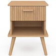 ID MARKET - Lot de 2 tables de chevet JULIETTE 1 tiroir avec niche effet lattes tasseau bois - vignette