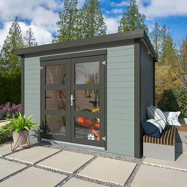 WHITE WOOD - Abri de jardin Olivia 1 en bois peint gris ép.19mm - White Wood - 6m² - large