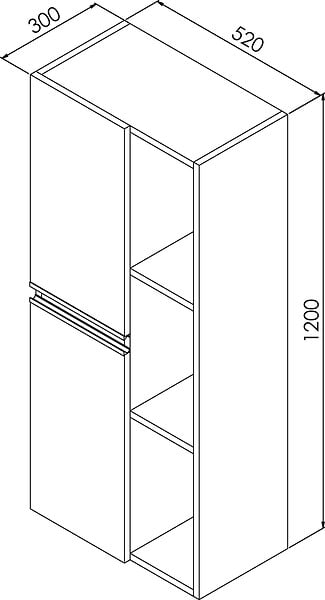 ONDEE - Colonne de rangement à suspendre EBENE - - 52 cm - Finition : Bois - 2 Portes - large
