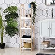 HOMCOM - Etagère en bambou de salle de bain étagère debout 3 paniers + 2 étagères dim. 32L x 30l x 130H cm beige blanc - vignette