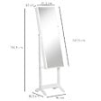 HOMCOM - Armoire à bijoux avec miroir à pied multi-rangement inclinaison réglable serrure dim. 46L x 36,5l x 151,5H cm MDF blanc - vignette