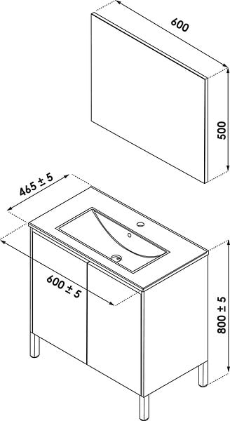 ONDEE - Meuble Salle de Bain BELIS - A poser - Miroir Suspendu - 60cm - Finition Blanc - large