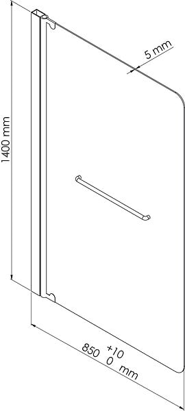 ONDEE - Pare-baignoire ICY - Paroi 85x140x0,5cm - Verre trempé - Finition chromé - large