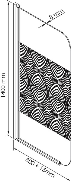 ONDEE - Pare Baignoire UIMI - 80x140x0,5cm - Verre trempé sérigraphié - Finition noire - large