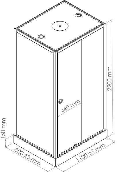 ONDEE - Cabine de douche GONEA - 110 x 80 cm - Accès de face - Profilés aluminium - Noir mat - large