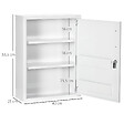 KLEANKIN - Armoire à pharmacie 2 étagères 3 niv. verrouillables dim. 40L x 15l x 53H cm 2 clés logo croix acier blanc - vignette