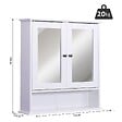 HOMCOM - Armoire murale étagère salle de bain 56L x 13l x 58H cm double porte miroir étagère réglable MDF blanc - vignette