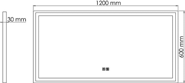 ONDEE - Miroir de salle de bain Éclairant SELENA - Cadre Aluminium Noir - 120 x 60 cm - large