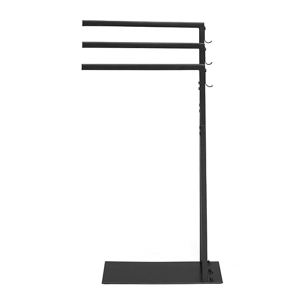 ID MARKET - Porte-serviettes sur pied 3 barres latérales DALLAS métal noir design industriel - large