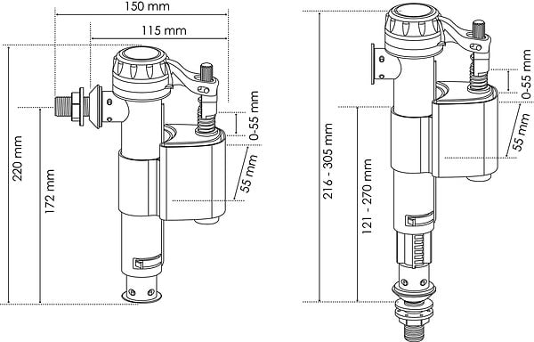 SOMATHERM FOR YOU - Robinet flotteur réversible pour alimentation WC - Raccord laiton M12/17 (3/8") - large