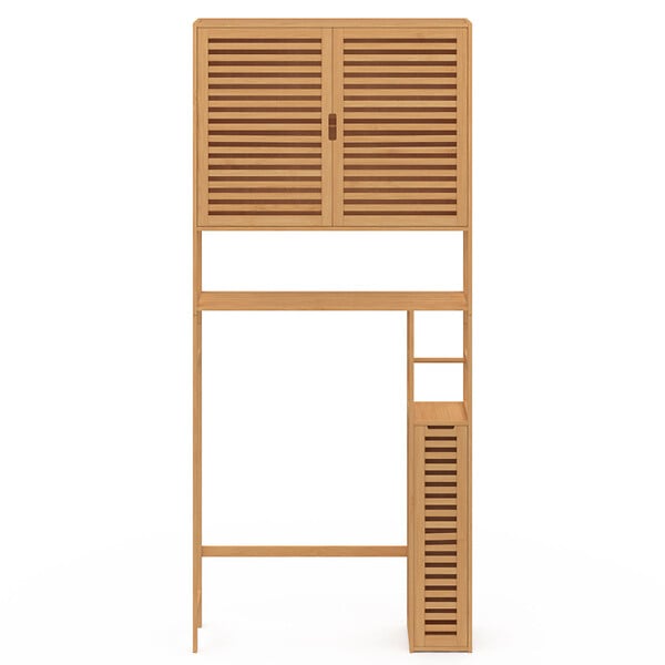 ID MARKET - Meuble WC 3 en 1 avec armoires de rangement bambou BEA - large
