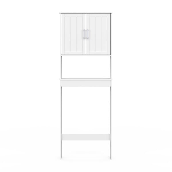 ID MARKET - Meuble étagère dessus WC WALDO placard bois blanc - large