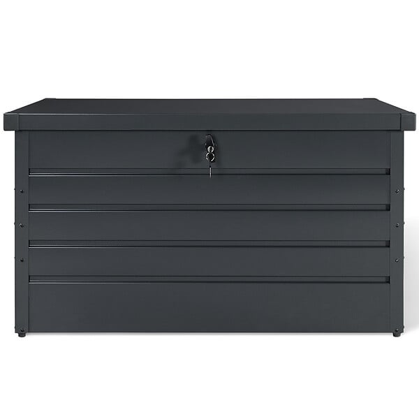 ID MARKET - Coffre de rangement métal verrouillable gris anthracite pour jardin 810L - large