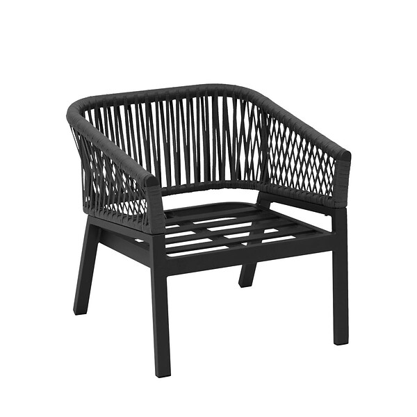 HESPERIDE - Fauteuil de salon de jardin "Oriengo" anthracite & graphite en aluminium traité époxy - large