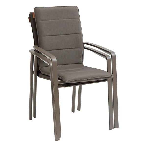 HESPERIDE - Fauteuil de jardin empilable "Diese" mocha & praline en aluminium traité époxy - large