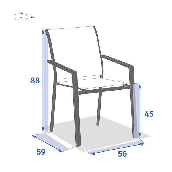 HESPERIDE - Fauteuil de jardin empilable "Essentia" lin & blanc en aluminium traité en epoxy - large