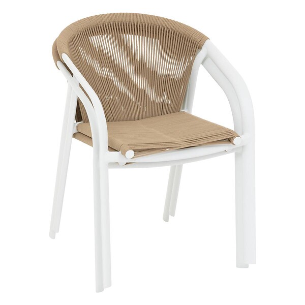 HESPERIDE - Fauteuil de jardin empilable "Riu" miel & blanc en aluminium traité en epoxy - large