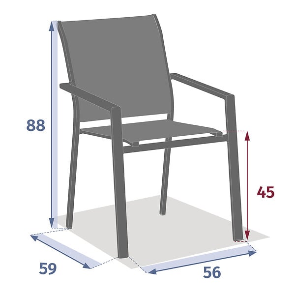 HESPERIDE - Fauteuil de jardin empilable "Essentia" bleu canard & graphite en aluminium traité epoxy - large