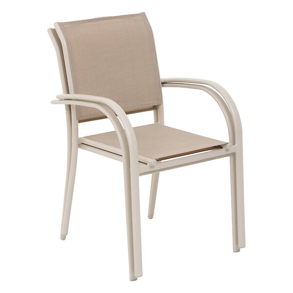 HESPERIDE - Fauteuil de jardin empilable "Piazza" lin & argile en aluminium traité en epoxy - large