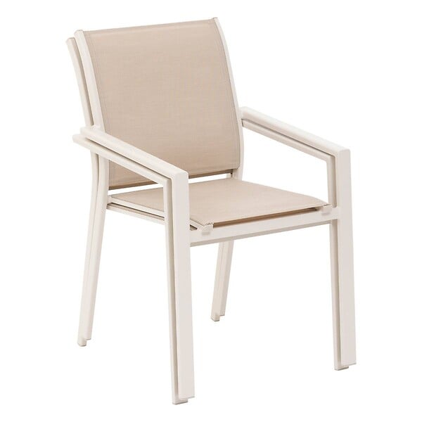 HESPERIDE - Fauteuil de jardin empilable "Essentia" lin & argile en aluminium traité en epoxy - large