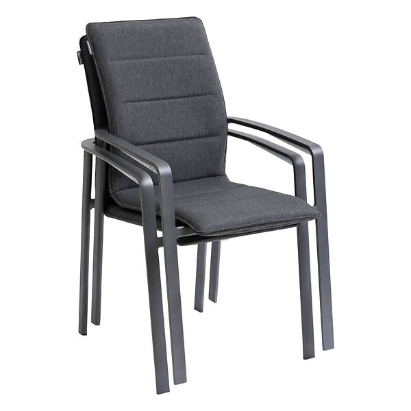 HESPERIDE - Fauteuil de jardin empilable "Diese" anthracite & graphite en aluminium traité époxy - large