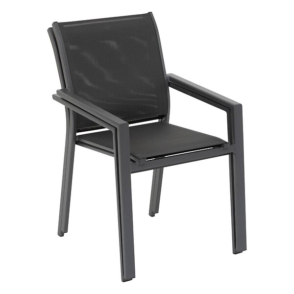 HESPERIDE - Fauteuil de jardin empilable "Essentia" anthracite & graphite en aluminium traité en epoxy - large