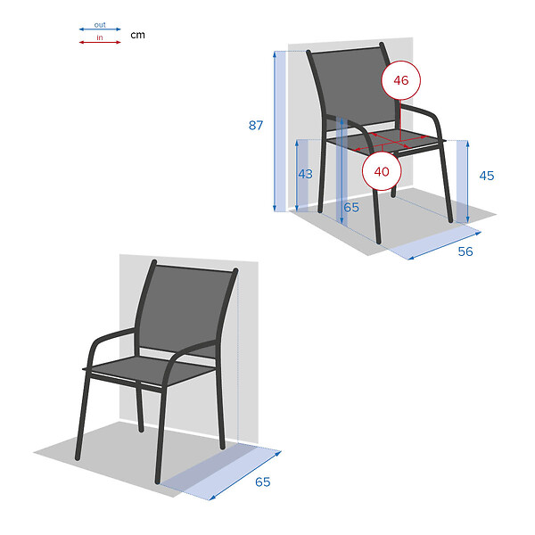 HESPERIDE - Fauteuil de jardin empilable "Piazza" lin & tonka en aluminium traité époxy - large