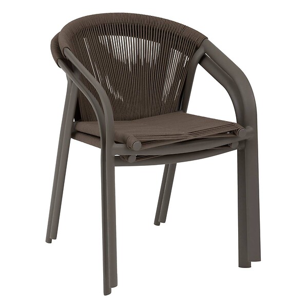 HESPERIDE - Fauteuil de jardin empilable "Riu" vert wengé & praliné en aluminium traité en epoxy - large