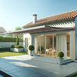 INTERSUN - Store banne coffre intégral SOA 6,00x3,50 M (Motorisé Secours à Télécommande + LED - Blanc satiné RAL9010 - Taupe 250g/m²) - vignette