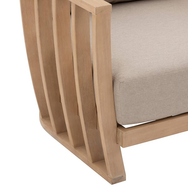 HESPERIDE - Fauteuil de salon de jardin "Lemindo" eucalyptus & beige polyester et eucalyptus - large