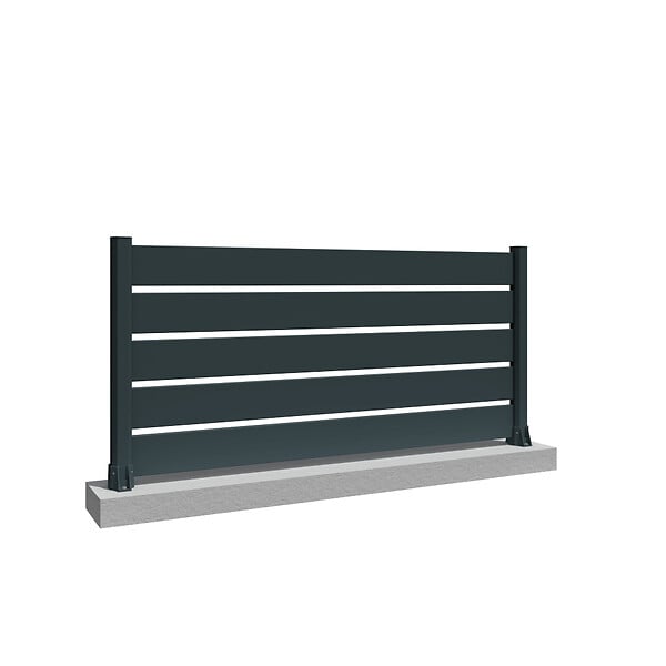 INTERSUN - Clôture ranch panneau ajouré 5 lames L 1911 x H 915 mm - Gris anthracite RAL 7016 - large