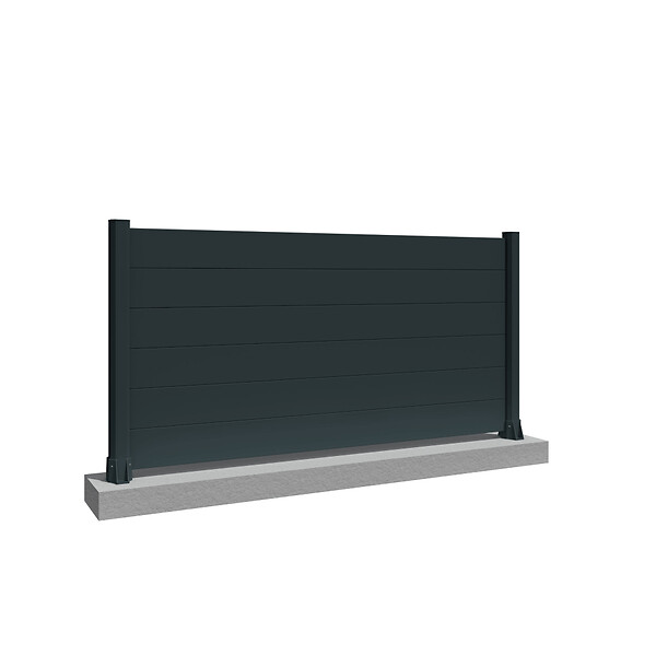 INTERSUN - Clôture ranch panneau plein 7 lames L 1911 x H 1115 mm - Gris anthracite RAL 7016 - large
