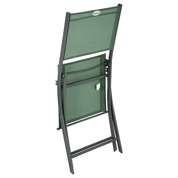 HESPERIDE - Lot de 4 chaises de jardin pliantes "Modula" vert olive & graphite en acier traité époxy - large