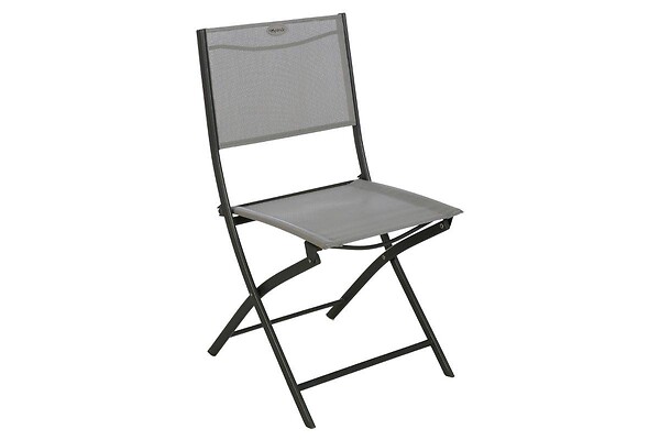 HESPERIDE - Lot de 4 chaises de jardin pliantes "Modula" galet & graphite acier traité époxy - large