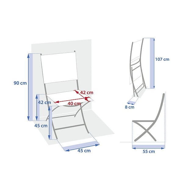 HESPERIDE - Lot de 4 chaises de jardin pliantes "Essentia" wengé & praliné aluminium et texaline - large