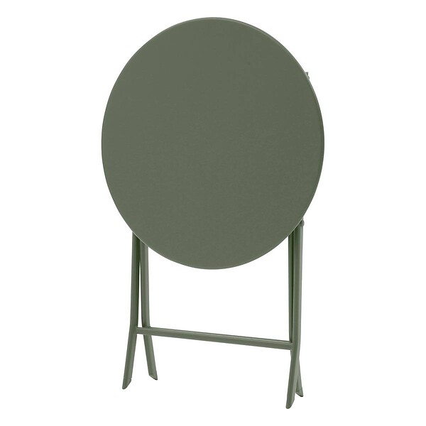 HESPERIDE - Table de jardin pliante ronde Greensboro vert laurier 2 places en acier - large
