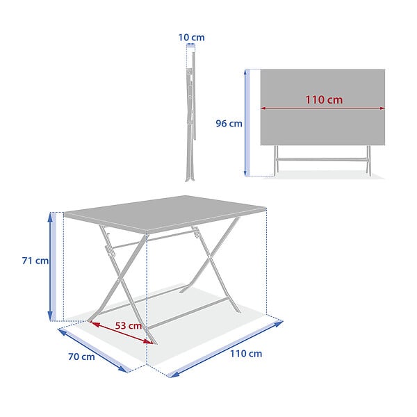HESPERIDE - Table de jardin pliante rectangulaire "Greensboro" vert laurier 4 places en acier - large
