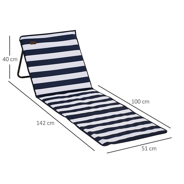 OUTSUNNY - Lot de 2 tapis de plage rembourrés pliables - matelas de plage - dossier inclinable, rangement - métal polyester blanc bleu - large