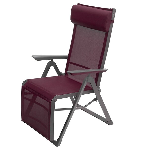 HESPERIDE - Fauteuil de jardin inclinable "Decima" bordeaux & graphite 8 positions en aluminium traoté époxy - large
