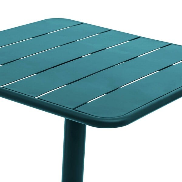 HESPERIDE - Table de jardin carrée "Phuket" bleu canard 2 places en acier traité époxy - large