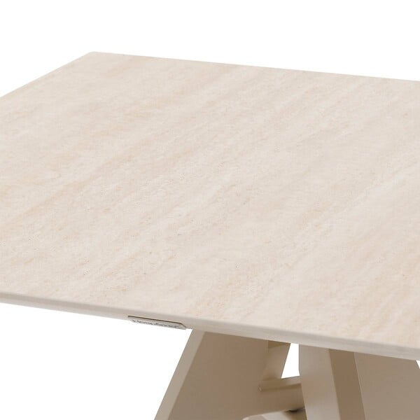 HESPERIDE - Table haute de jardin carrée "Terzano" vanille & argile 2 places en aluminium - large