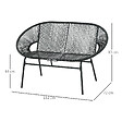 OUTSUNNY - Banc de jardin 2 places design Acapulco 2 coussins métal résine filaire noir - vignette