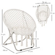OUTSUNNY - Loveuse fauteuil rond de jardin fauteuil lune papasan pliable grand confort macramé coton polyester beige - vignette