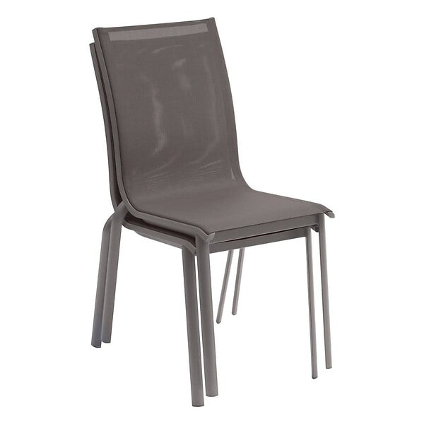 HESPERIDE - Chaise de jardin empilable "Axant" wengé & praline en aluminium traité époxy - large