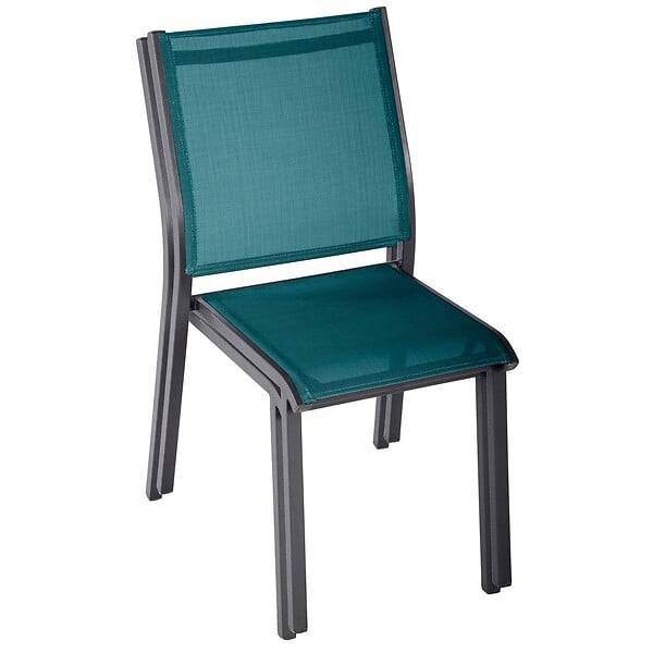 HESPERIDE - Chaise de jardin empilable "Essentia" bleu canard & graphite en aluminium traité époxy - large
