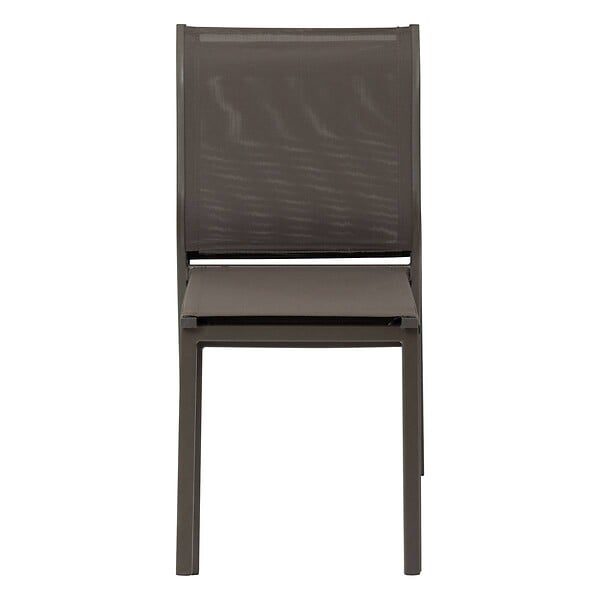 HESPERIDE - Chaise de jardin empilable "Essentia" wengé & praliné aluminium et texaline - large