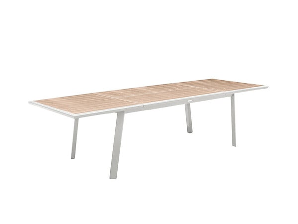HESPERIDE - Table extensible rectangulaire alu Lin/Blanc Pavane - 8/12 places - Hespéride - large