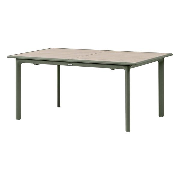 HESPERIDE - Table de jardin "Dilors" effet bois lin & vert laurier 10 places en aluminium - large