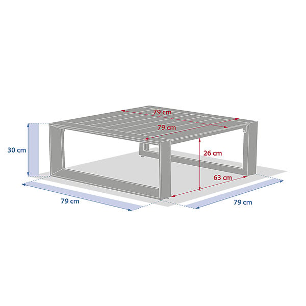 HESPERIDE - Table basse de jardin carrée "Allure" avoine 79 x 79 x 30cm en aluminium - large
